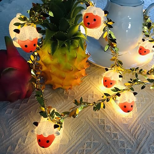 Miniatura 2 de Guirnalda de luces LED pintadas de ovejas pequeñas con diseño de animales, adornos de cabra, luces novedosas, funciona con pilas, luz decorativa de
