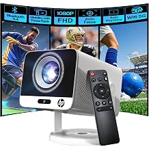 HP Projector, Native 1080P Full HD 4K Support, Power Bank Compatible for Outdoor, Portable Mini Projector with WiFi and Bluetooth, Auto Focus&Keystone, Smart Android TV OS, HDMI USB Type-C Ports MC425