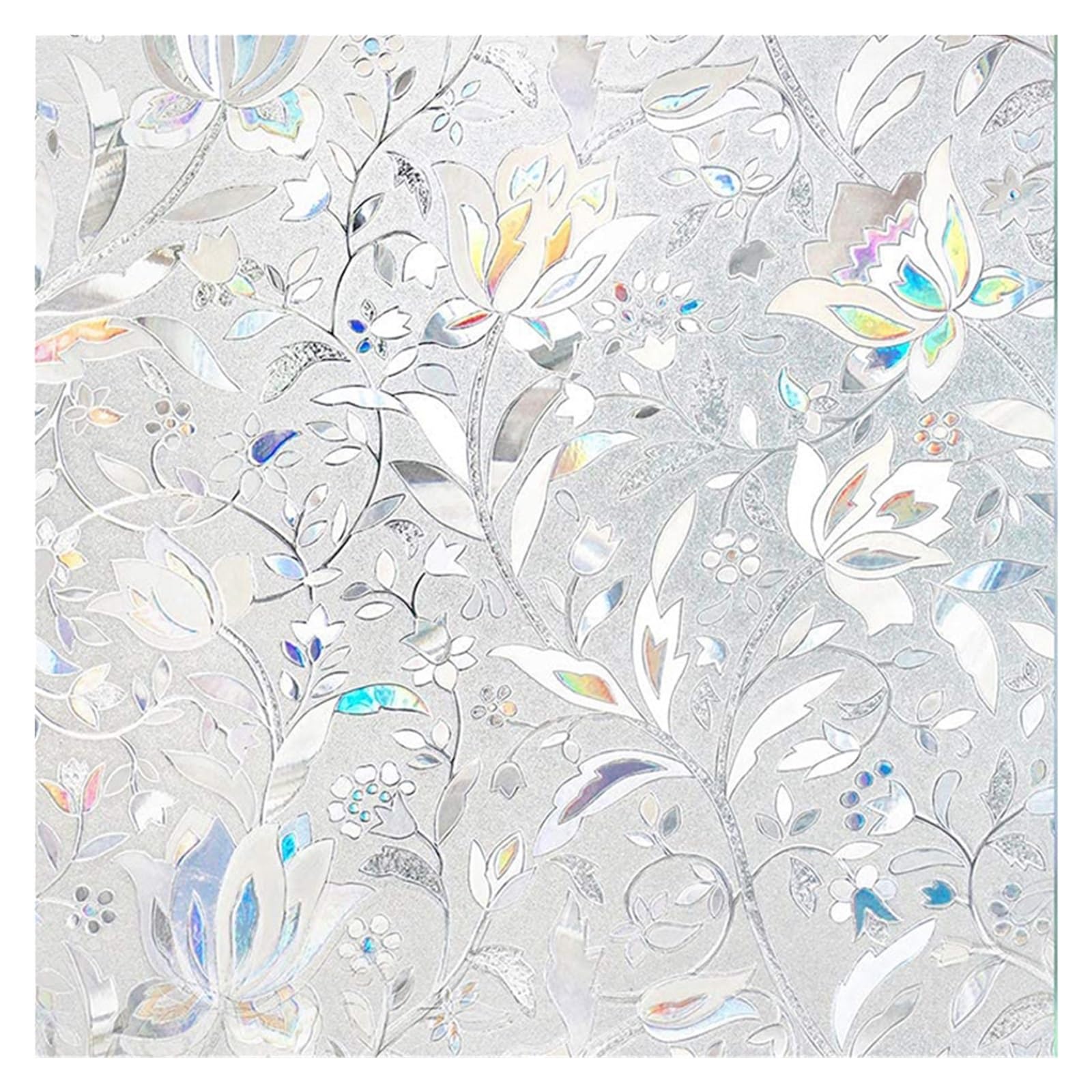Window Privacy Film Sun Blocking Removable Sticker Decorative Glass Stained Decals Static Cling Flowers for Glass Windows(45x300cm)