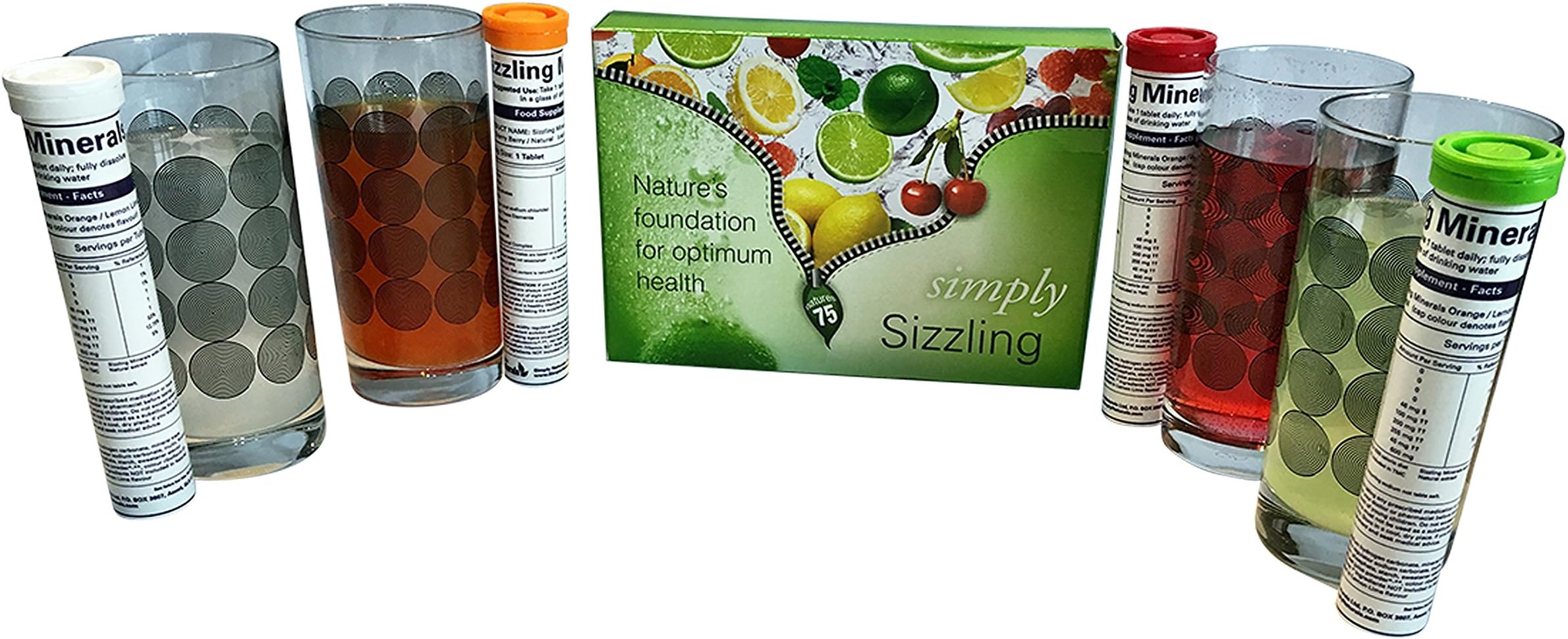 Sizzling Plant Derived Mineral Orange+Cherry Berry+Lemon-Lime+Natural Flavour 4 Tubes Family Pack