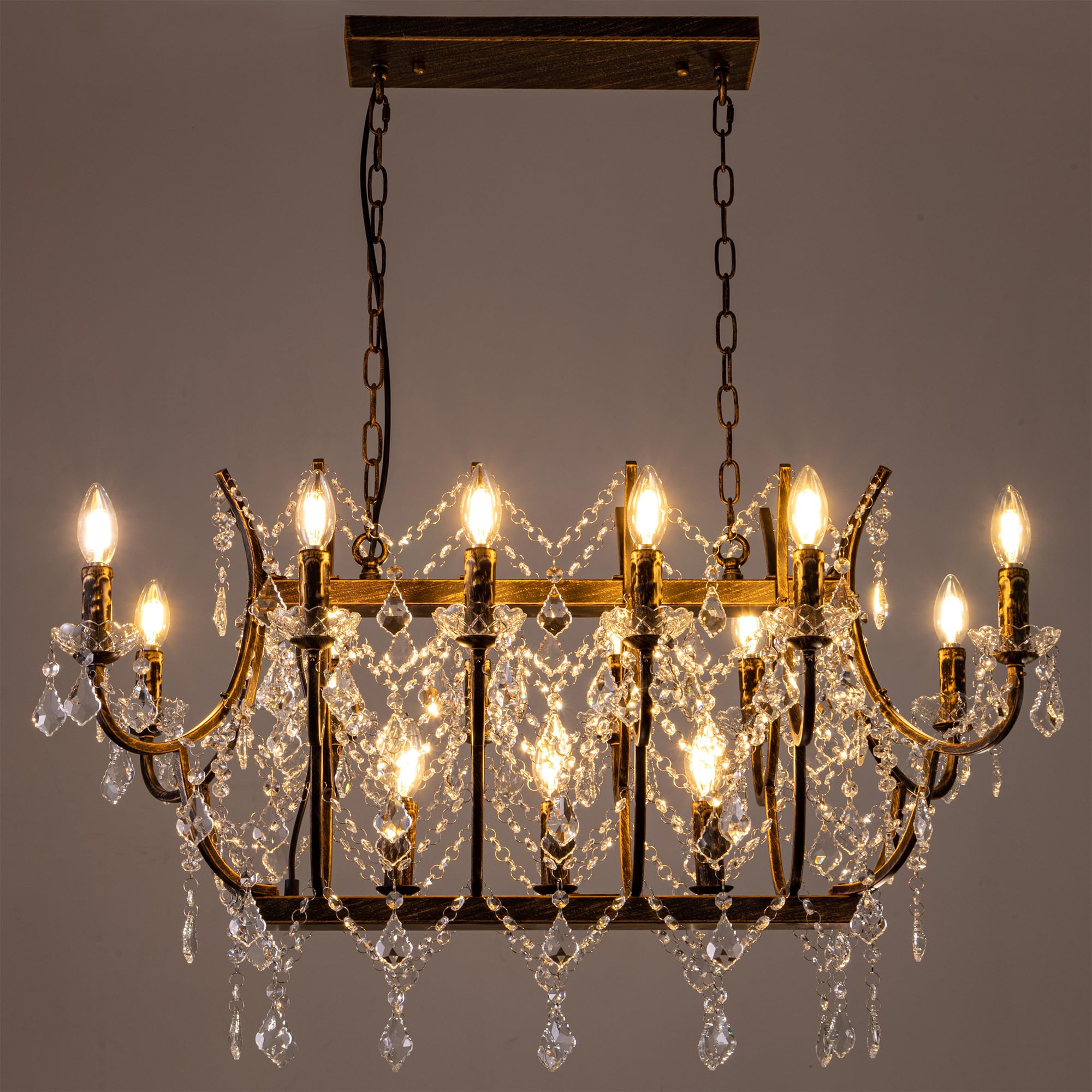 chandelier シェルフ TOCHIC Crystal Chandeliers for Dining Room, 15 Lights Farmhouse