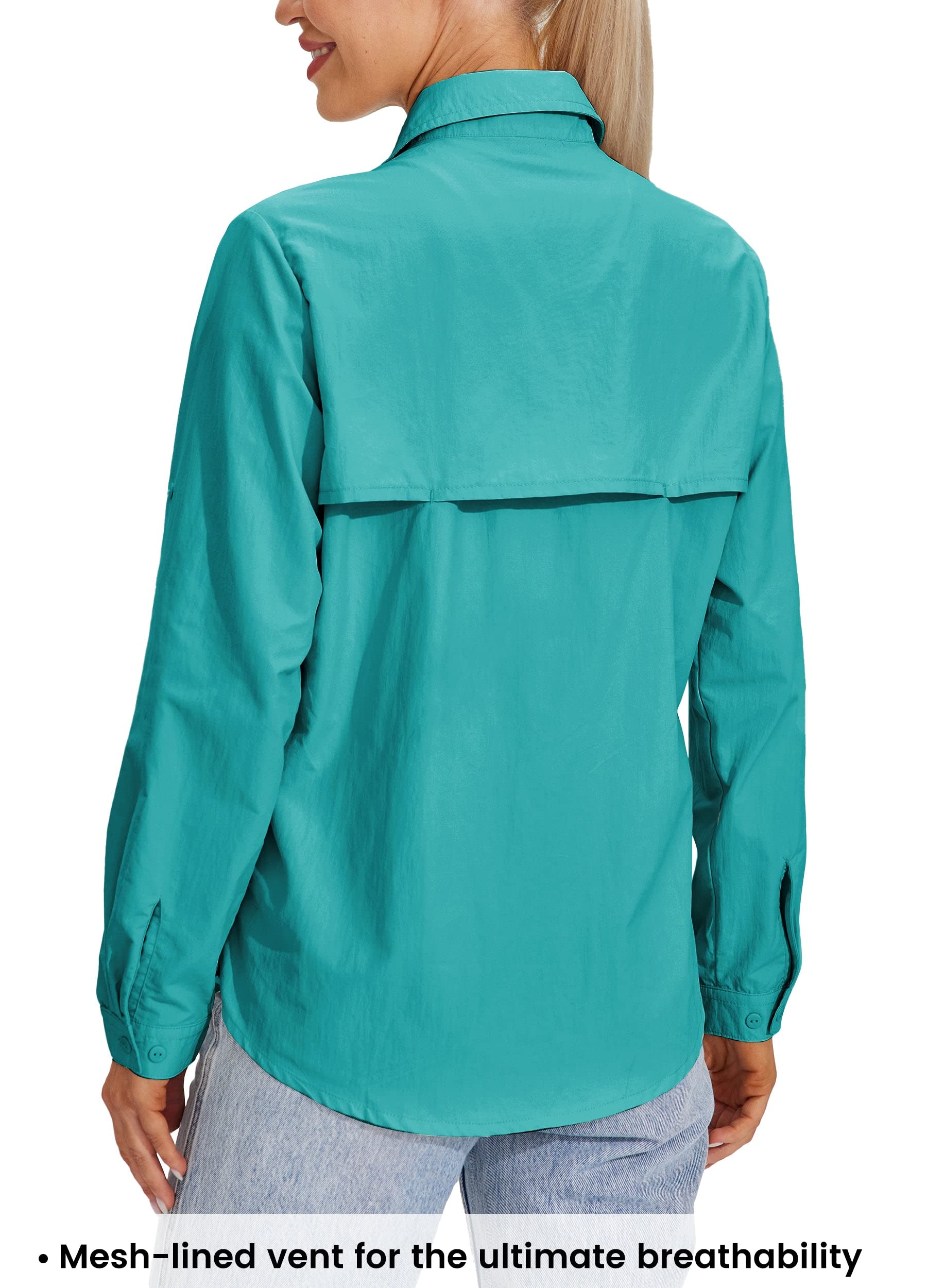 WILLIT T-shirt pour femme UPF 50+ - Protection solaire - Manches longues - Chemisier de randonnée - Safari Angel - SPF - Séchage rapide - Pour la randonnée et l'extérieur