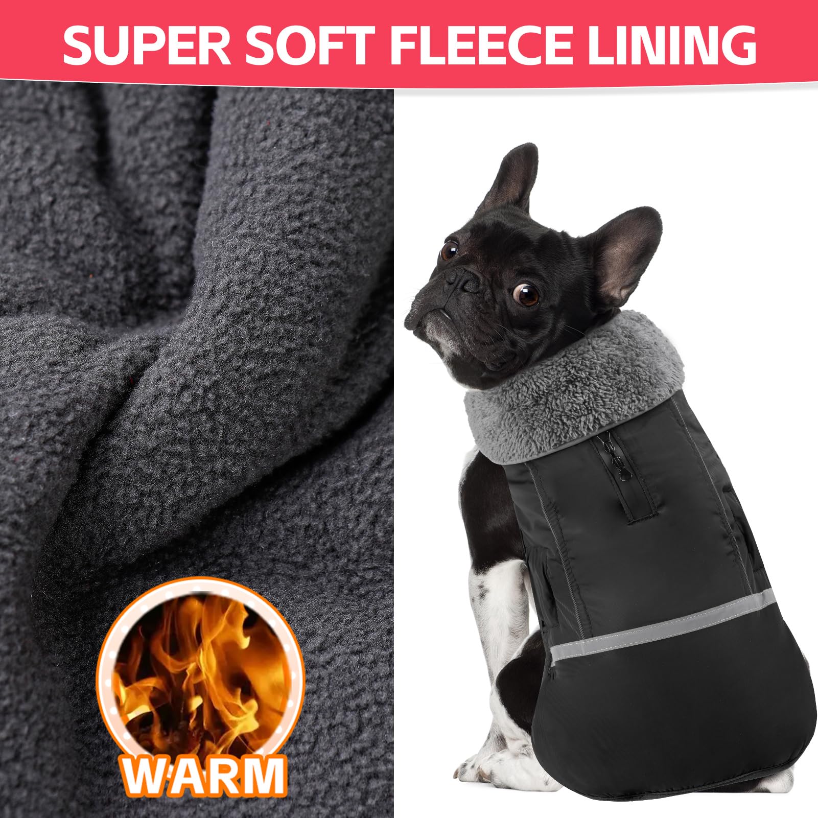Doglay Cappottino per cani, impermeabile per animali domestici, per la stagione fredda, con colletto in pelliccia spessa, giacca invernale riflettente per cuccioli, calda fodera in pile, per animali