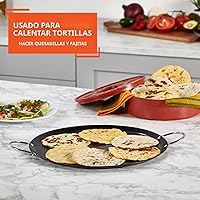 Vista 7 de IMUSA Comal redondo antiadherente de acero al carbono de 13.5 pulgadas con asas de metal, color negro