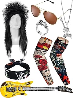 9 Pcs Rock Costume Set Rock Costume for Men Women Punk Accessories Rock and Roll Costume Accessories - Buy now