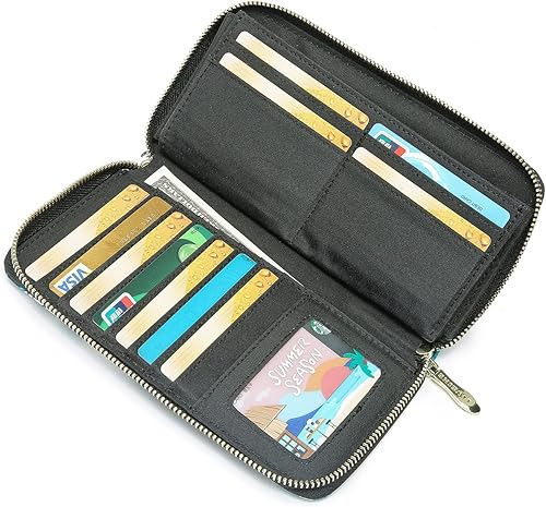 Miniatura 8 de LOVESHE Cartera para mujer con tarjeta RFID para mujeres, titular con bloqueo de crédito, pequeña, con cremallera, monedero con bolsillo, de dos