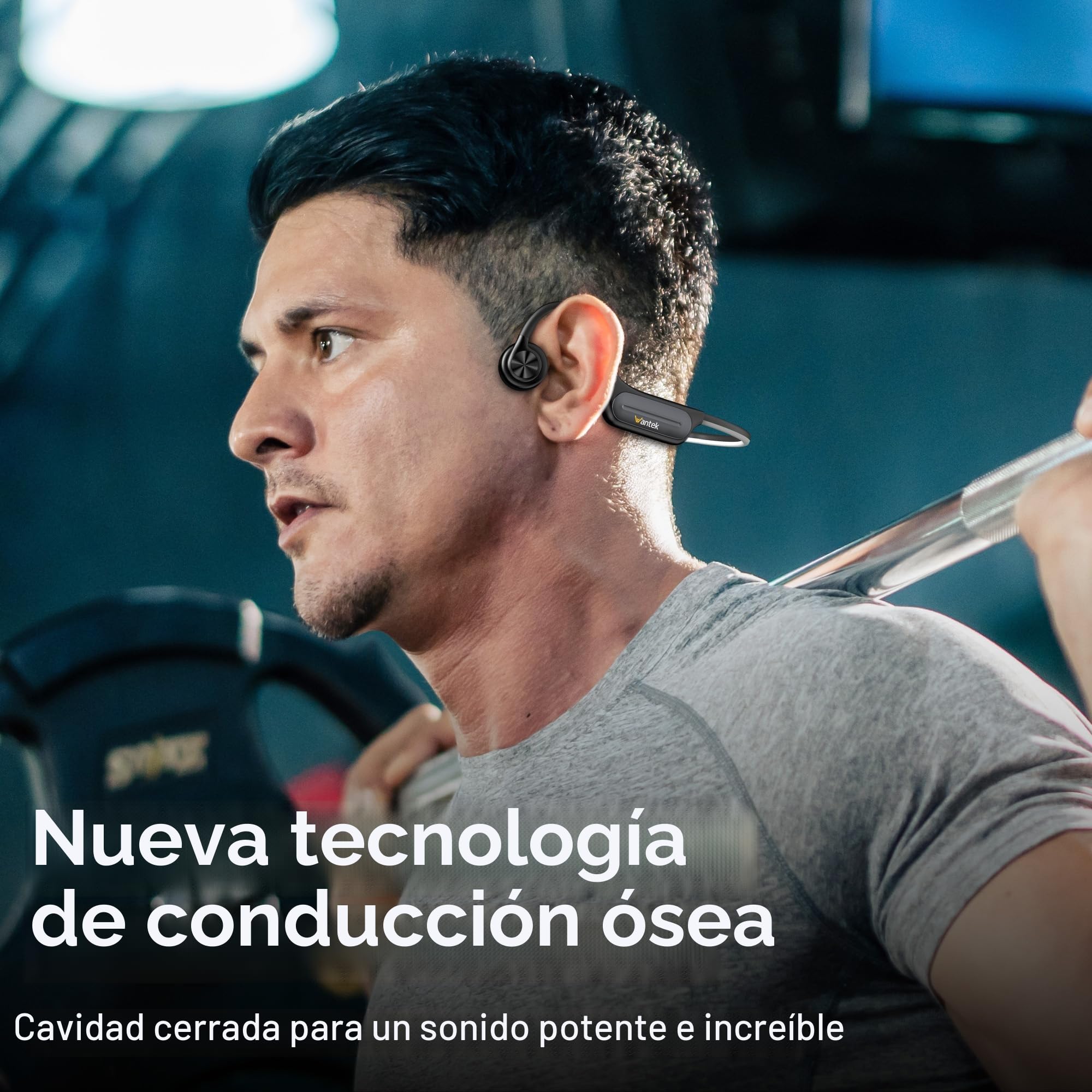 Wantek Auriculares Conducción Ósea Bluetooth 5.3, Auriculares Abiertos IP68 Impermeables, MP3 32GB, para Deportes, Natación, Correr y Ciclismo
