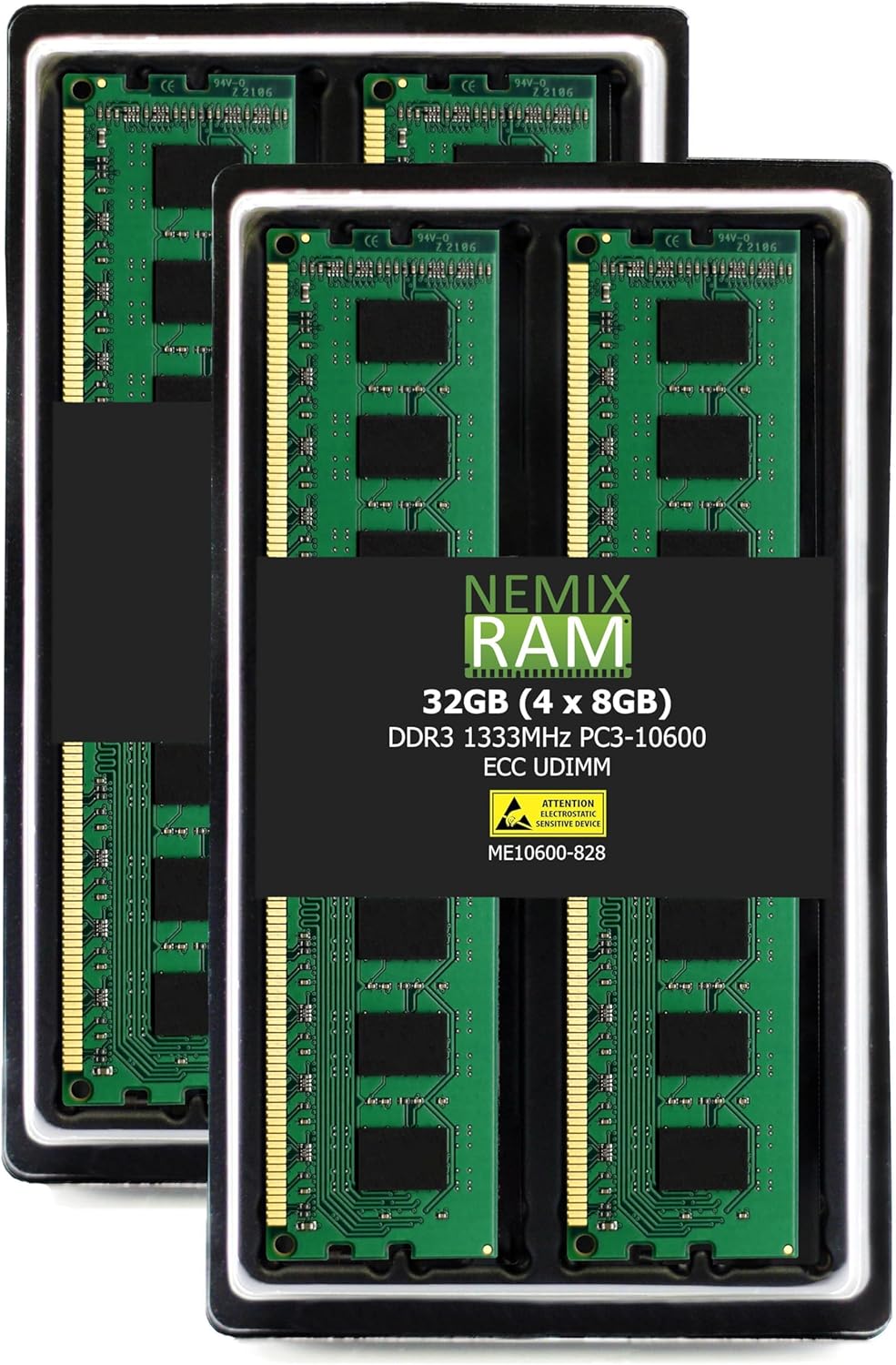 NEMIX RAM 32GB (4X8GB) DDR3 1333MHZ PC3-10600 2Rx8 1.5V 240-PIN ECC UDIMM Unbuffered Memory KIT