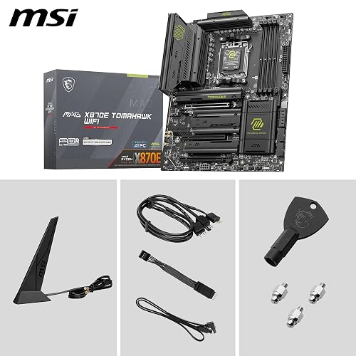 MSI MAG X870E Tomahawk WiFi ATX Motherboard - Unterstützt AMD Ryzen 9000/8000/7000, AM5-80A SPS VRM, DDR5 Memory Boost 8400+ MT/s (OC), PCIe 5.0 x16, M.2 Gen5, Wi-Fi 7, 5G LAN - 7