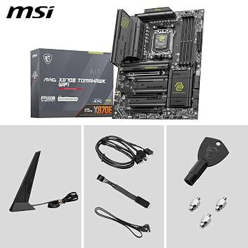 MSI MAG X870E TOMAHAWK WIFI Motherboard supports ATX - AMD Ryzen 9000/8000 / 7000 Processors, AM5-80A SPS VRM, DDR5 Memory Boost 8400+ MT/s (OC), PCIe 5.0 x16, M.2 Gen5, Wi-Fi 7, supports 5G LAN