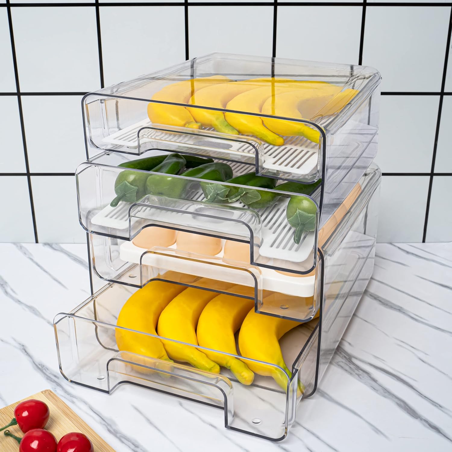 Mano Stackable Refrigerator Drawers Pull Out Bins 32grid