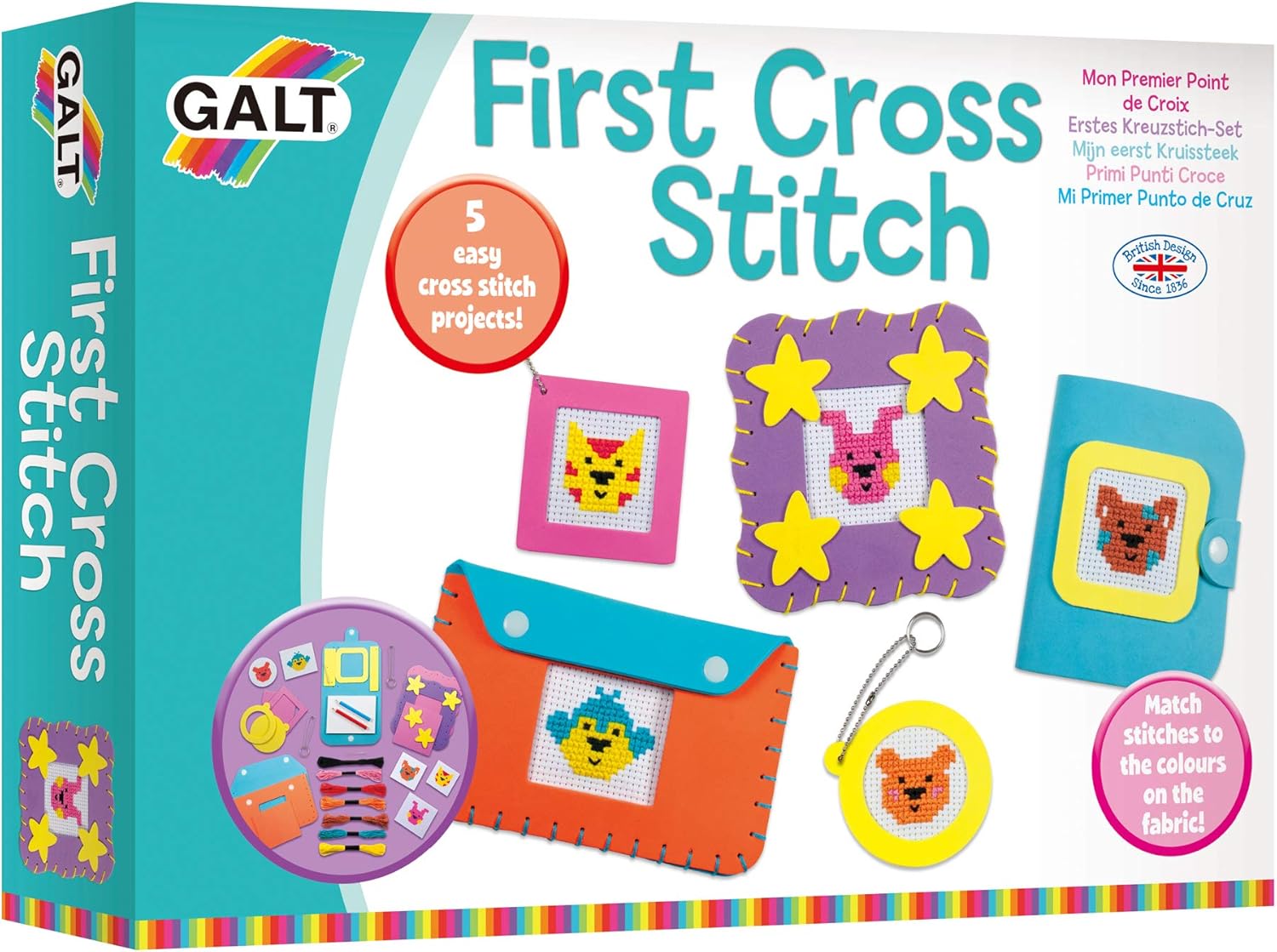 Galt Toys, First Cross Stitch, Embroidery Craft Kit for Children, Ages