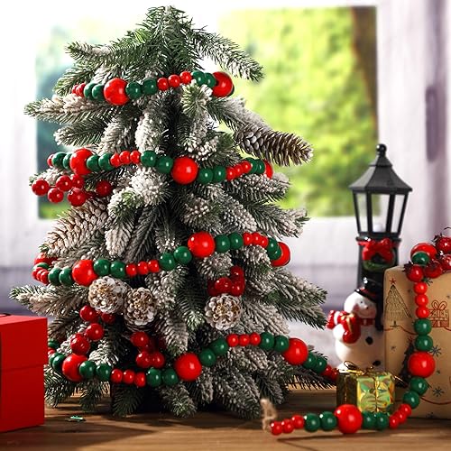 Miniatura 5 de Guirnalda de cuentas de madera rústica para colgar en la pared, decoración de árbol de vacaciones natural, guirnalda decorativa para colgar en la