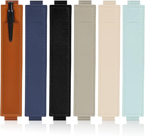 12 piezas de banda elástica para bolígrafo, funda de piel sintética, ajustable, pequeña bolsa para lápices, soporte para lápices de diario colorido