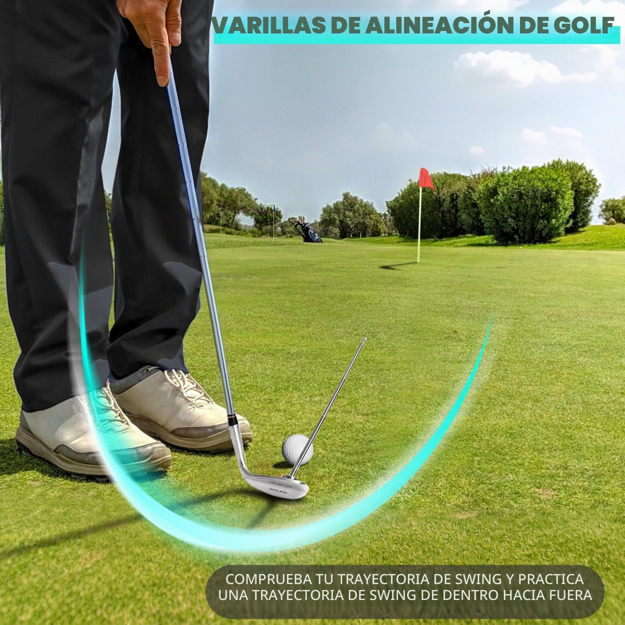 JUNNEE Varillas de alineación de golf 7 ajustes de longitud Corrector de ángulo de inclinación de palo Ayudas de entrenamiento de swing