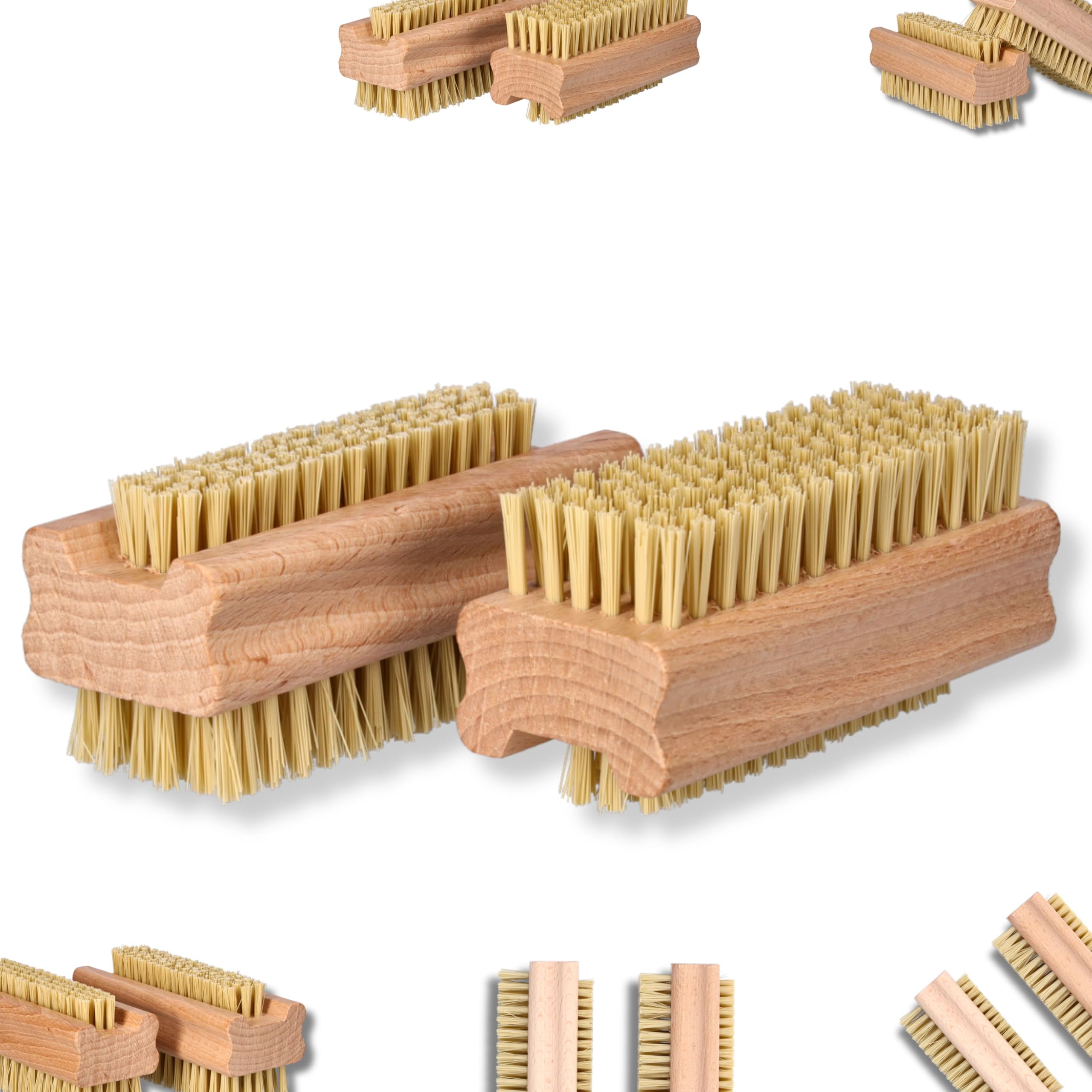 ToolSpace 2x Nagelbürste Holz Feste Starke Mix Agawa Tapica und Syntetische Borsten Nagelreinigungsbürste Nail Brush Handwaschbürste Fingerbürste Schrubbbürste zum Reinigen Schmutz Handbürste
