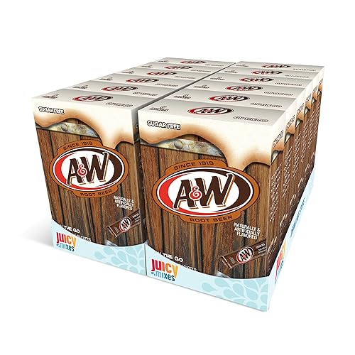 A&W, Root Beer – Powder Drink Mix - (12 boxes, 72 sticks) – Sugar Free & Delicious, Makes 72 flavored water beverages - root-beer - 6 Count (Pack of 12)