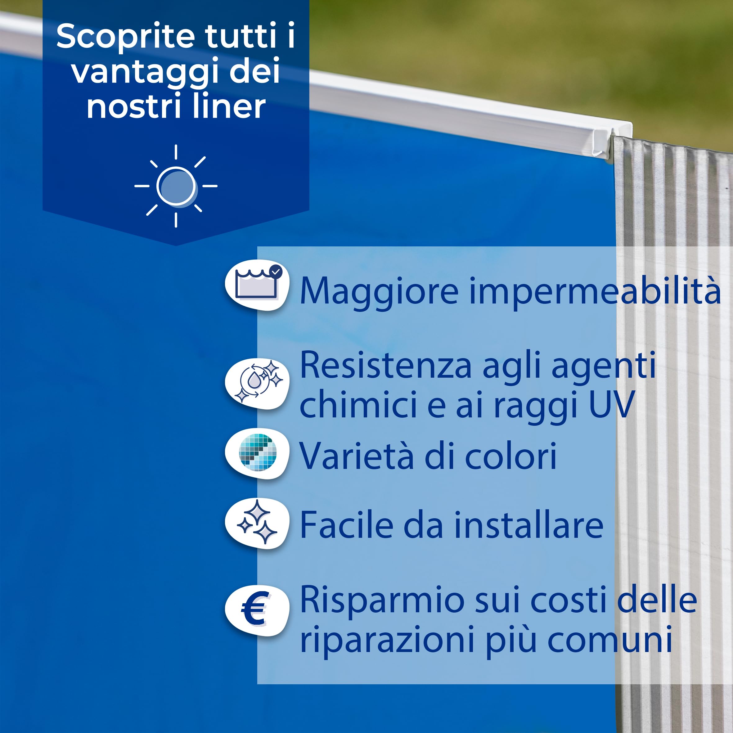 Gre Liner PVC Impermeabile Piscina Rotonda 550x132 cm Blu Aggancio