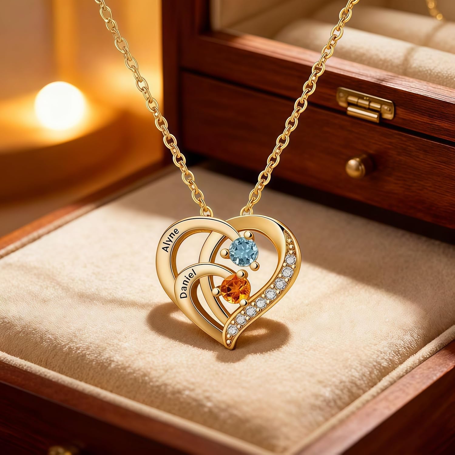 personalized necklace for mom sterling silver with birthstones