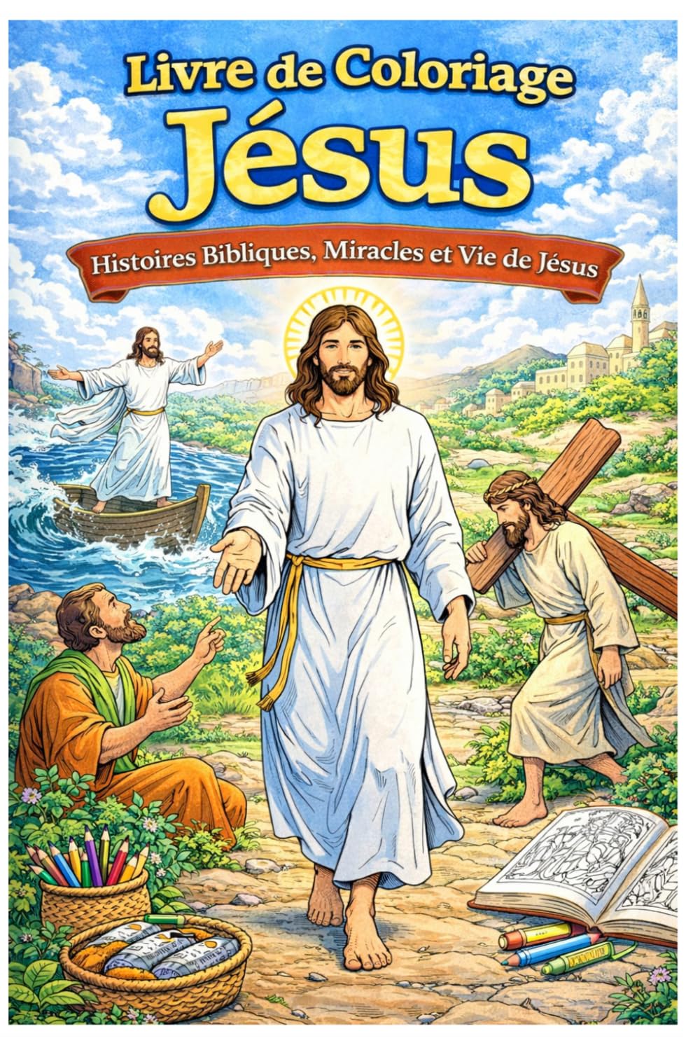 Livre de Coloriage Jésus – Histoires Bibliques, Miracles et Vie de Jésus | 82 Dessins Inspirants pour Enfants et Seniors: Scènes bibliques pleines de ... et d’enseignements sur 167 pages apaisantes