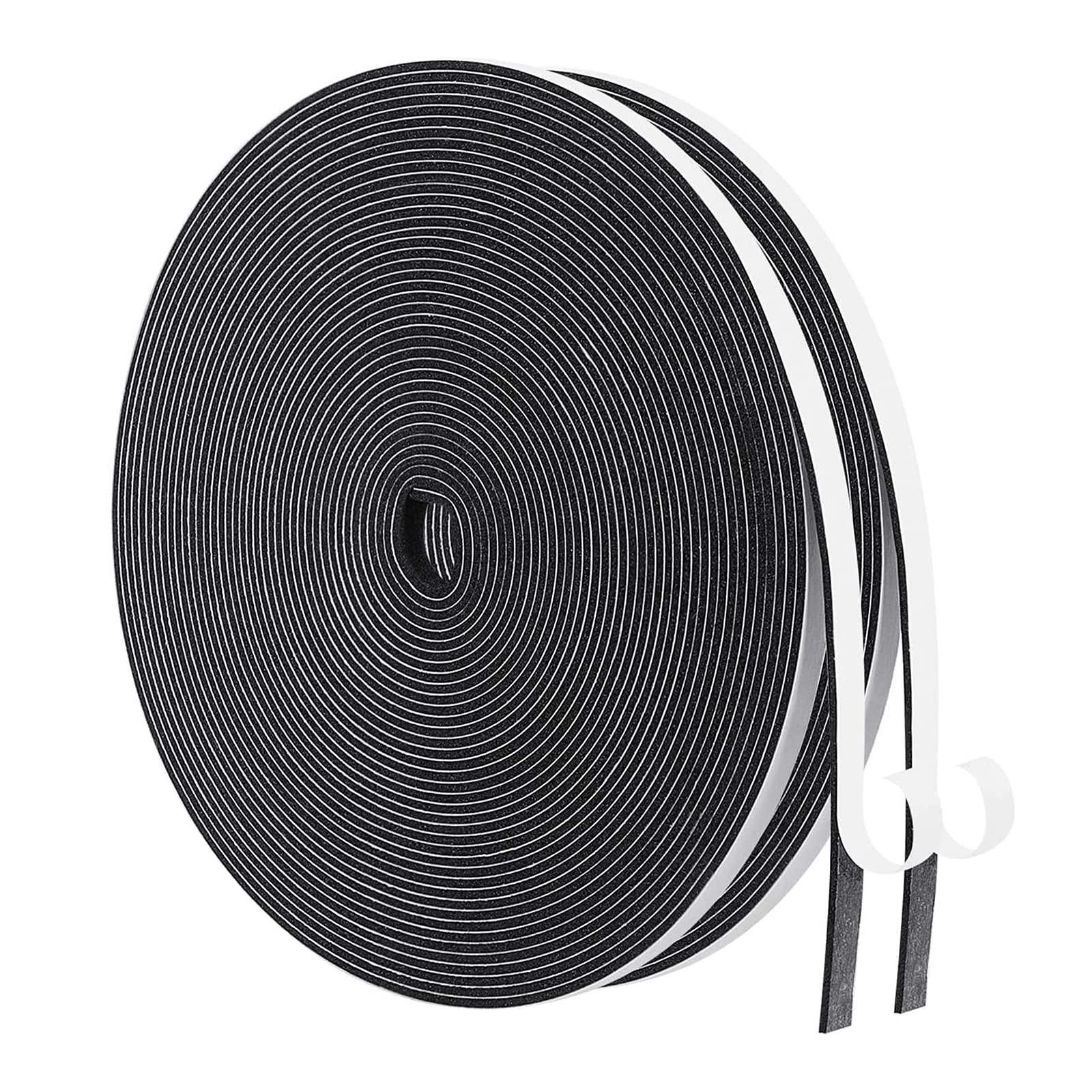 MAGZO Weather Stripping Door Seal,1/4 Inch Wide X 1/16 Inch Thick Adhesive Foam Tape Soundproof Weatherstripping for Windows, 2 Rolls Total 65FT Black