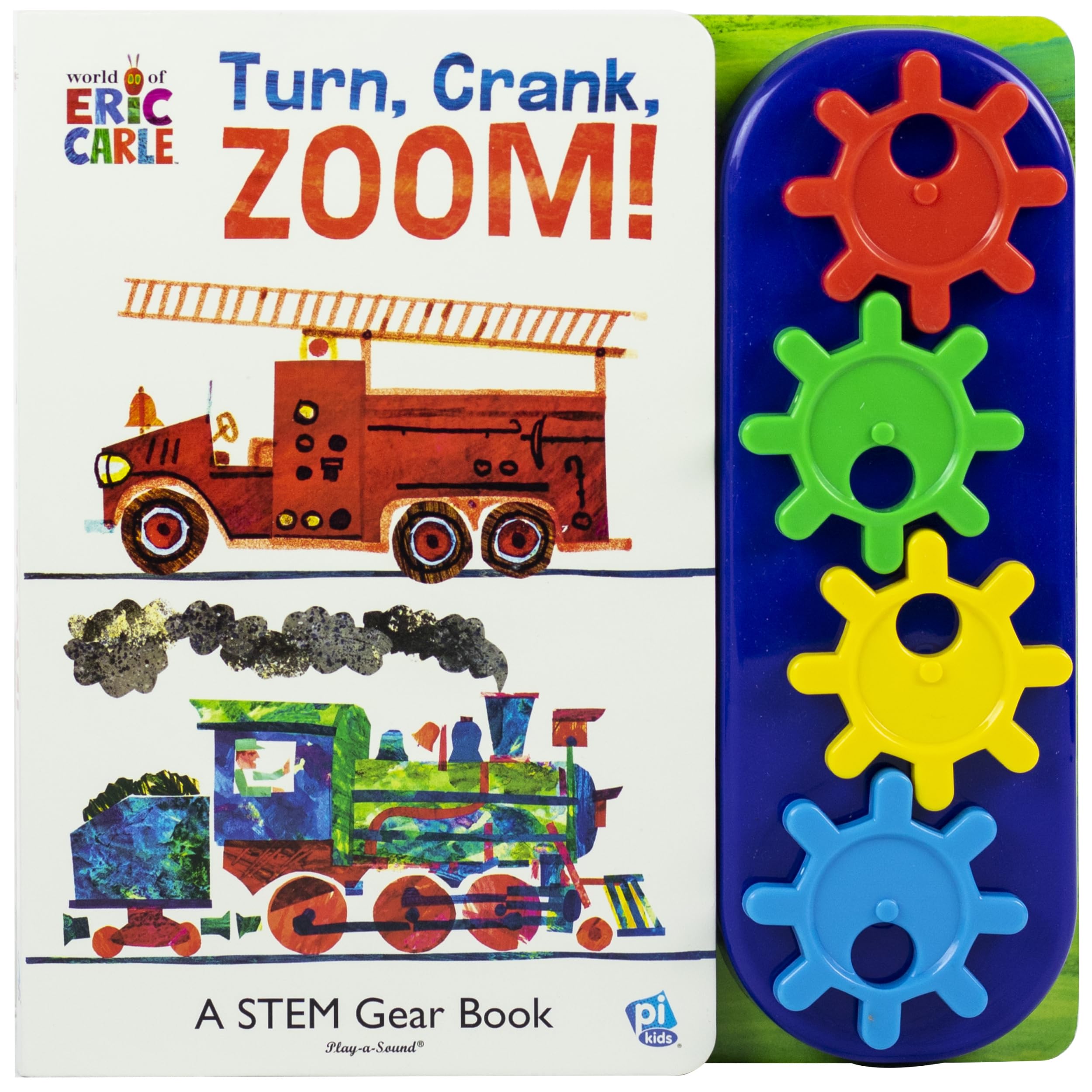 World of Eric Carle, Turn, Crank, Zoom! A STEM Gear Sound Book - PI Kids