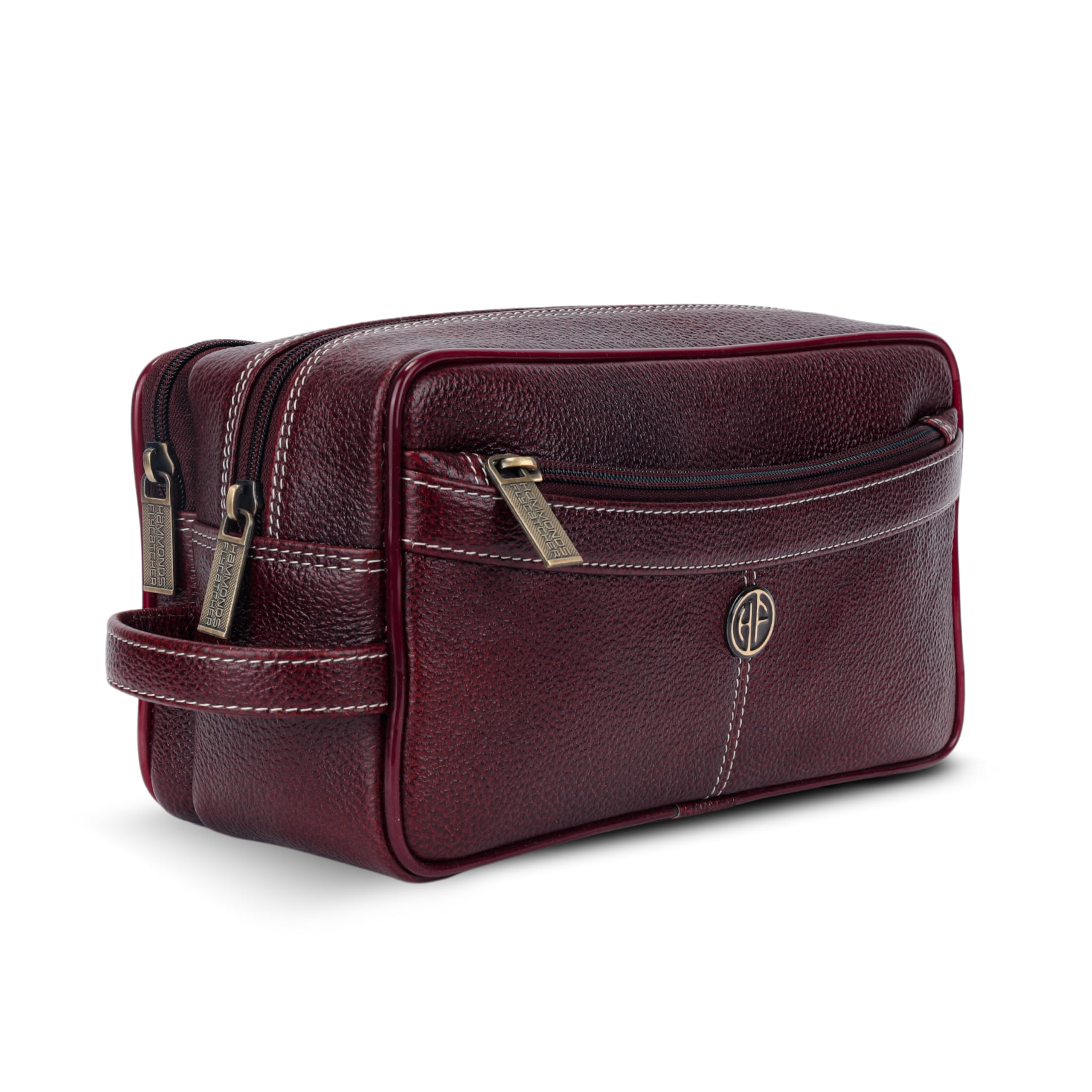 HAMMONDS FLYCATCHERGenuine Leather Toiletry Bag for Men and Women Cosmetic Organizer Bag, Travel Organizer Pouch, Toiletry Pouch for Men with Multiple Pockets, Shaving Kit Bag for Men - Brown