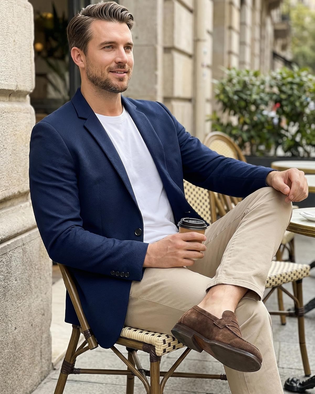 Beninos Men's Casual Blazer Suit Jackets Lightweight Sports Coats One Button - Image 2