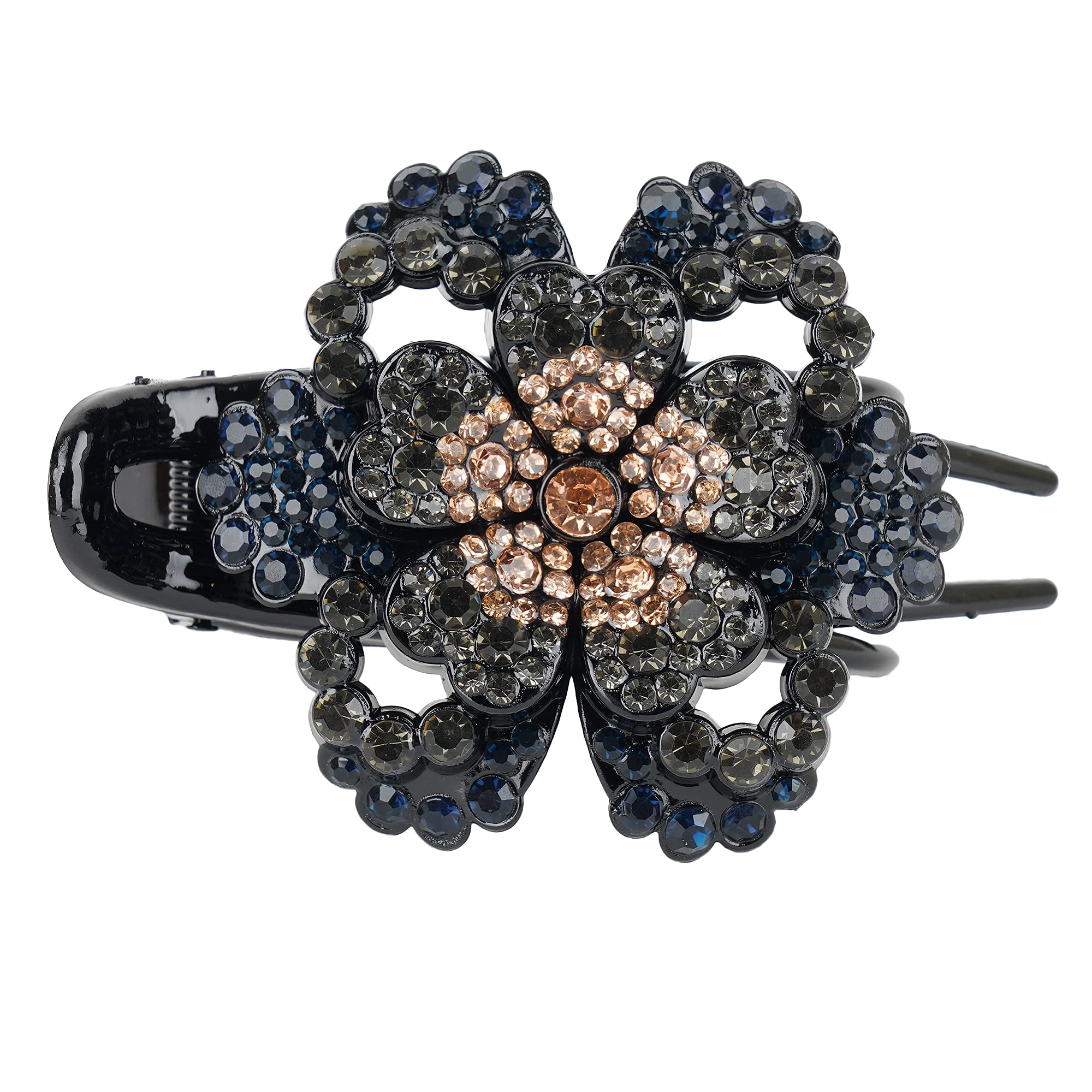 ZEMANIA Single Flower Rhinestone Hair Clip For Women and Girls | Crystal Fancy Hair Claw Back Clip | Elegant Thick Long Hair Bun Clip (9.5 cm x 7.5 cm) (B09GKX7YBW) Amazon Price History, Amazon Price Tracker
