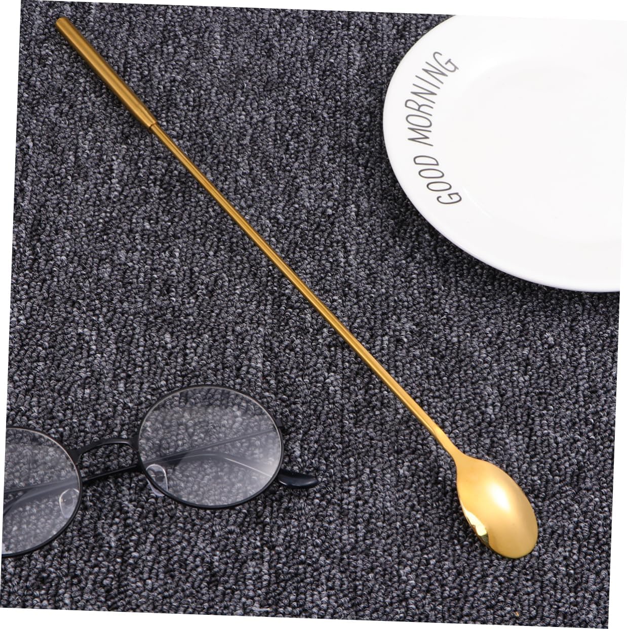 Amosfun Ice Spoon Long Handle Stainless Steel Stirring Spoon for Coffee Milk Frother
