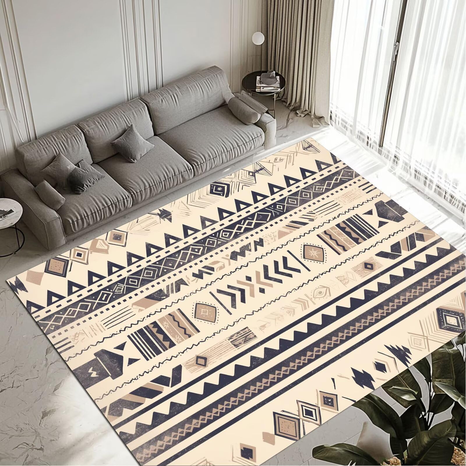 Tapis salon grand format 80x150cm lavable et antidérapant pour décoration intérieure moderne