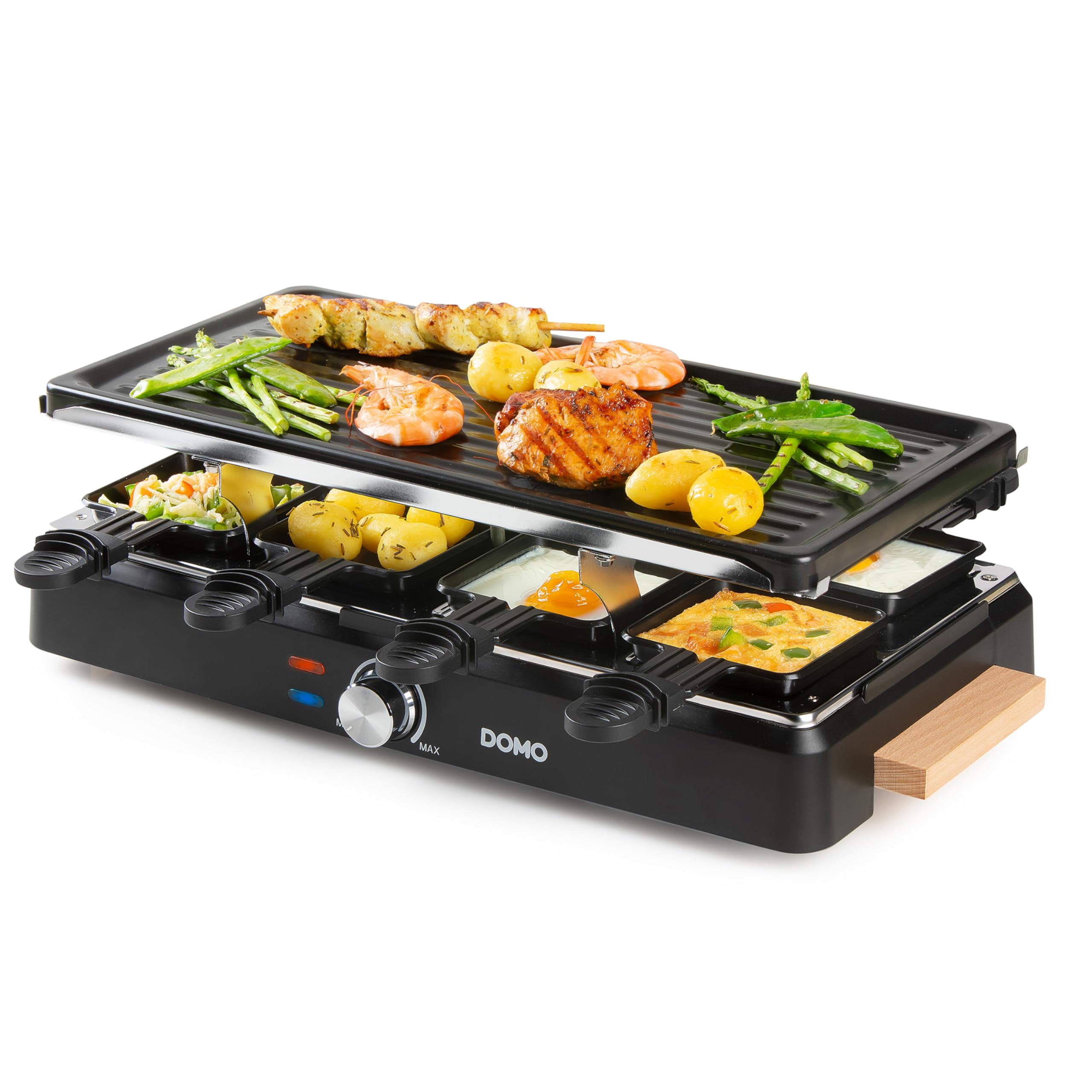 DOMO DO9262G Plancha Électrique pour 8 Personnes – Plaque à rôtir électrique avec Pierre de Cuisson et Plaque de cuisson Grill – Gril électrique Raclette avec Revêtement PFAS Free