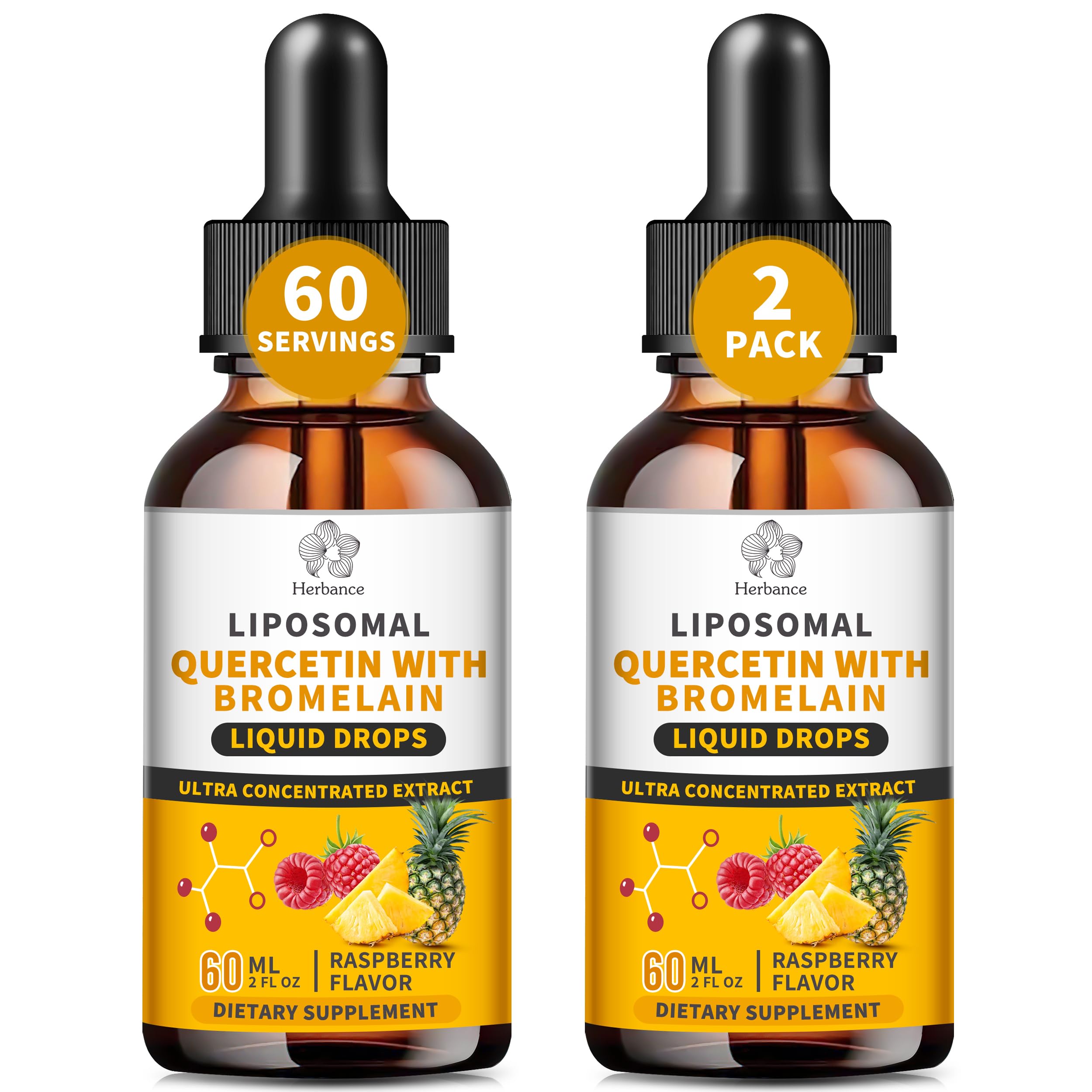 Liposomal Quercetin with Bromelain Liquid Drops for Kis & Aldult- Higher Absorption, Quercetin Supplements 700mg w. Bromelain Elderberry Zinc Vitamin C for Immune, Heart, Antioxidant Support — Amazon image 9