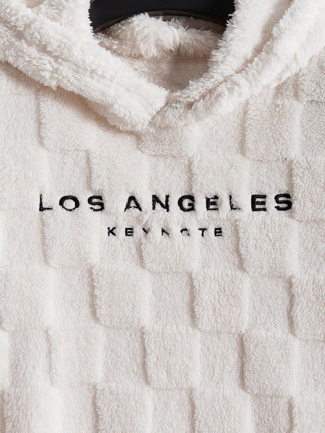 Verdusa Men's Fuzzy Pullover Hoodie Long Sleeve Letter Embroidery Hooded Sweatshirt - Image 4