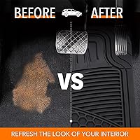 Vista 6 de Yaxa Basics Alfombrillas de coche resistentes de PVC imitación goma, universales de lujo, para todo tipo de clima, ajuste universal para 95%