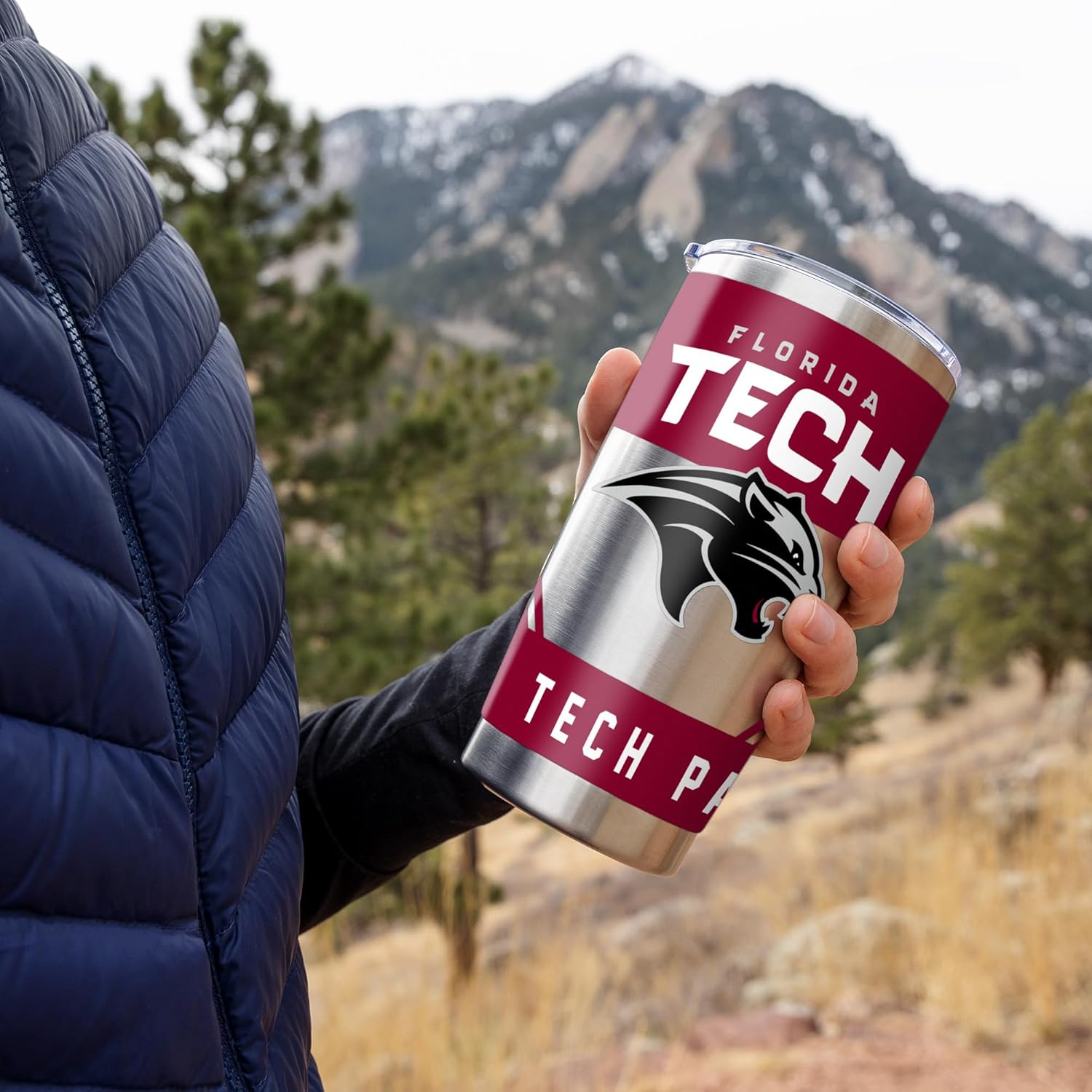 Rico Industries NCAA Florida Tech Panthers Standard 20oz Stainless Steel Tumbler with Lid - Great For Coffee, Tea, Water or Cocktails