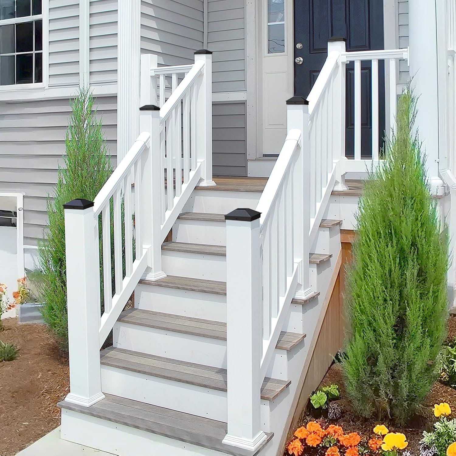 Goovilla 4x4 Post Caps Black(Actual 3.5" x 3.5"), 12 Pack Aluminum Metal Fence Post Caps with 24 Screws and Easy Installation, Waterproof Deck Post Caps with Fade-Resistant Coating, Protect Wood Post