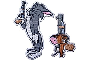 Cat and Mouse with Guns Iron-on Patch