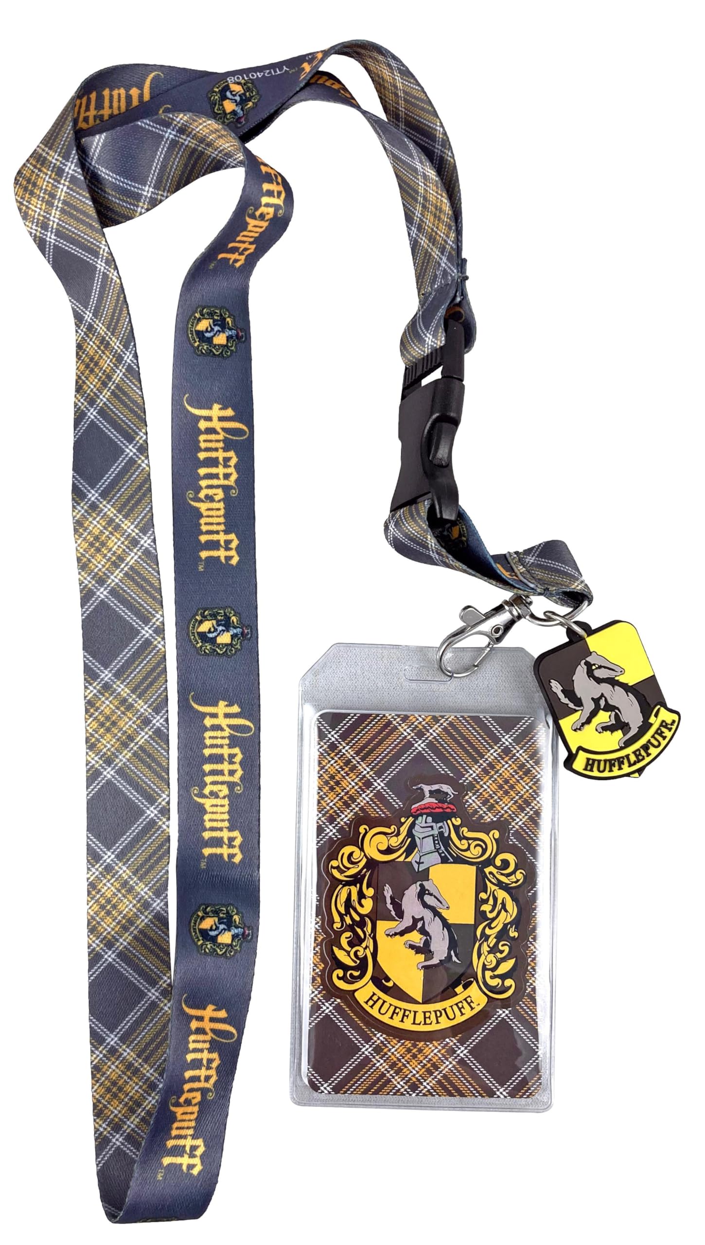Loungefly Harry Potter Hufflepuff Plaid Lanyard with Charm