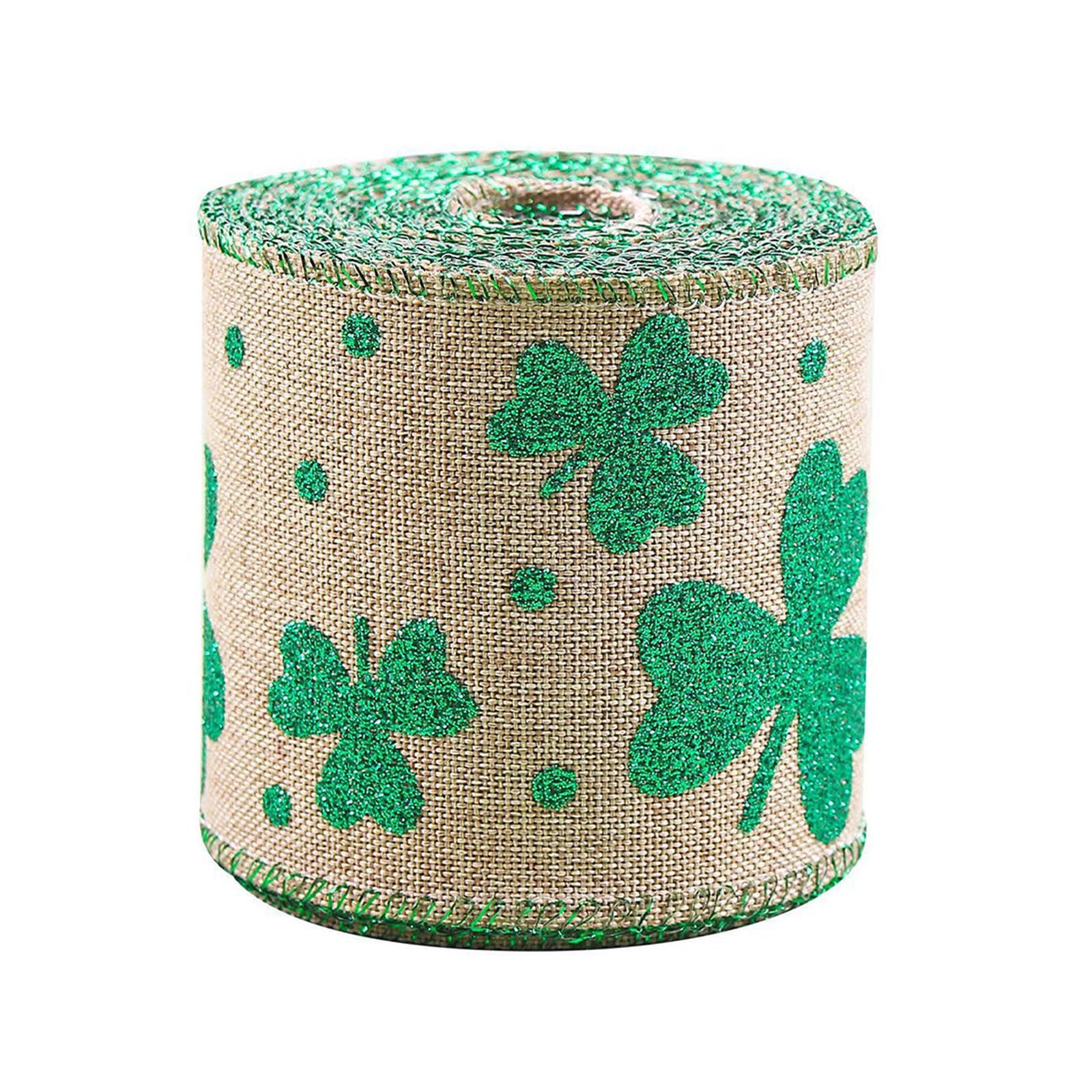 NVOQILIN Patricks Themed Linen Ribbon for Creating Bowknot Wrapping Gift and Decoration Wrapping Ribbon