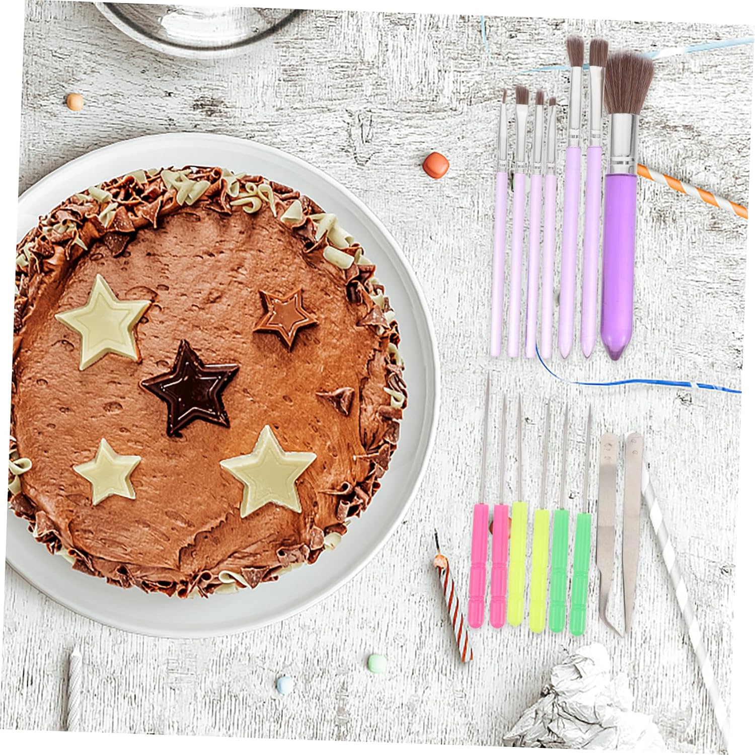 1set Fondant Cake Decorating Tools Food-grade Decorating Kit for Desserts Includes Multi-function Brushes and Accessories for Baking Projects