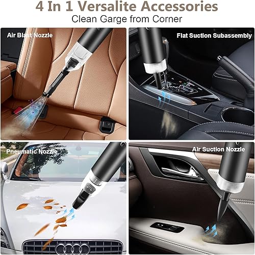 Miniatura 2 de BEBEMOR Aspiradora de mano de 16000 Pa, aspiradora inalámbrica de mano, aspiradora recargable con luz LED para automóvil, oficina, hogar y pelo de