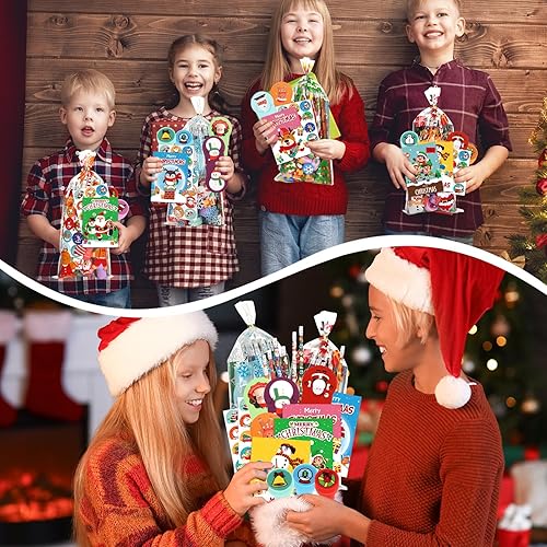 Miniatura 5 de 240 piezas de papelería de Navidad a granel para niños, intercambio de regalos escolares, incluye lápices de Navidad, bolsas de golosinas,