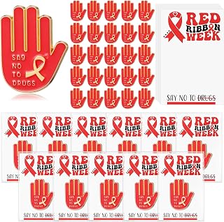 Red Ribbon Week Gifts Bulk Say No to Drugs Metal Lapel Pins with Cards for Anti Drugs Campaigns Fundraising Events