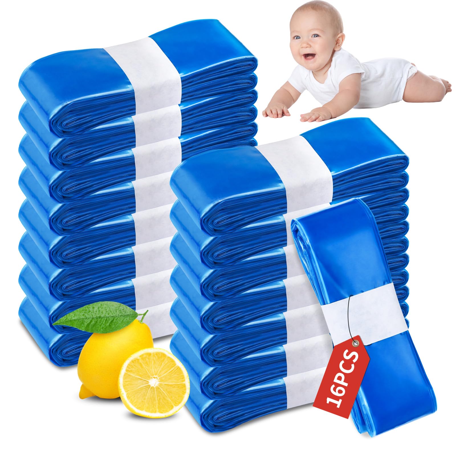 Windeleimer Nachfüllkassetten 16 Stück Nachfüllbeutel Verbesserte Geruchsresistenz und Haltbarkeit Kompatibel mit Windeleimer & Katzenstreueimer