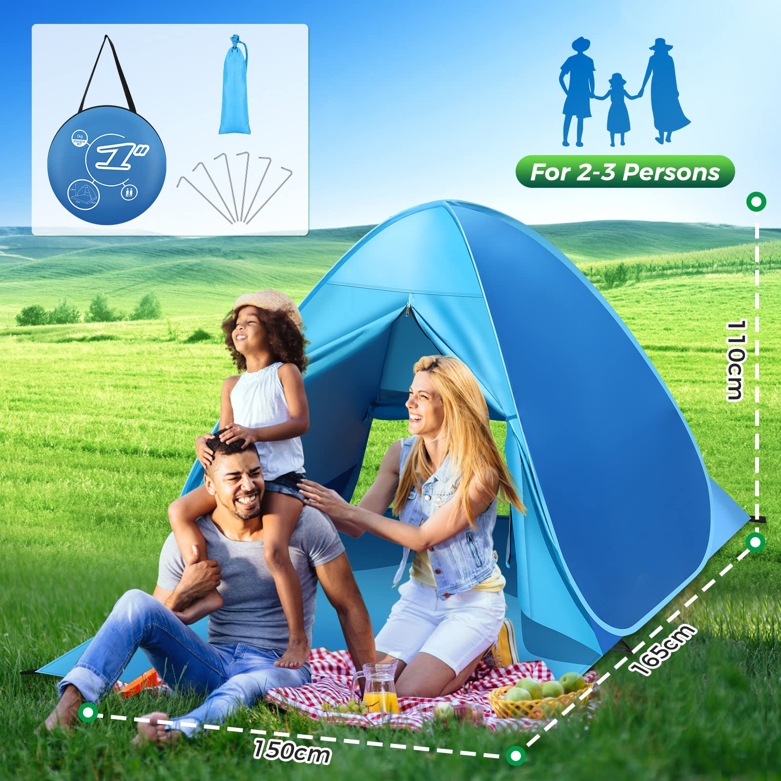 Amazon.co.jp: zerotop ポップアップビーチテント UPF 50+ ビーチ
