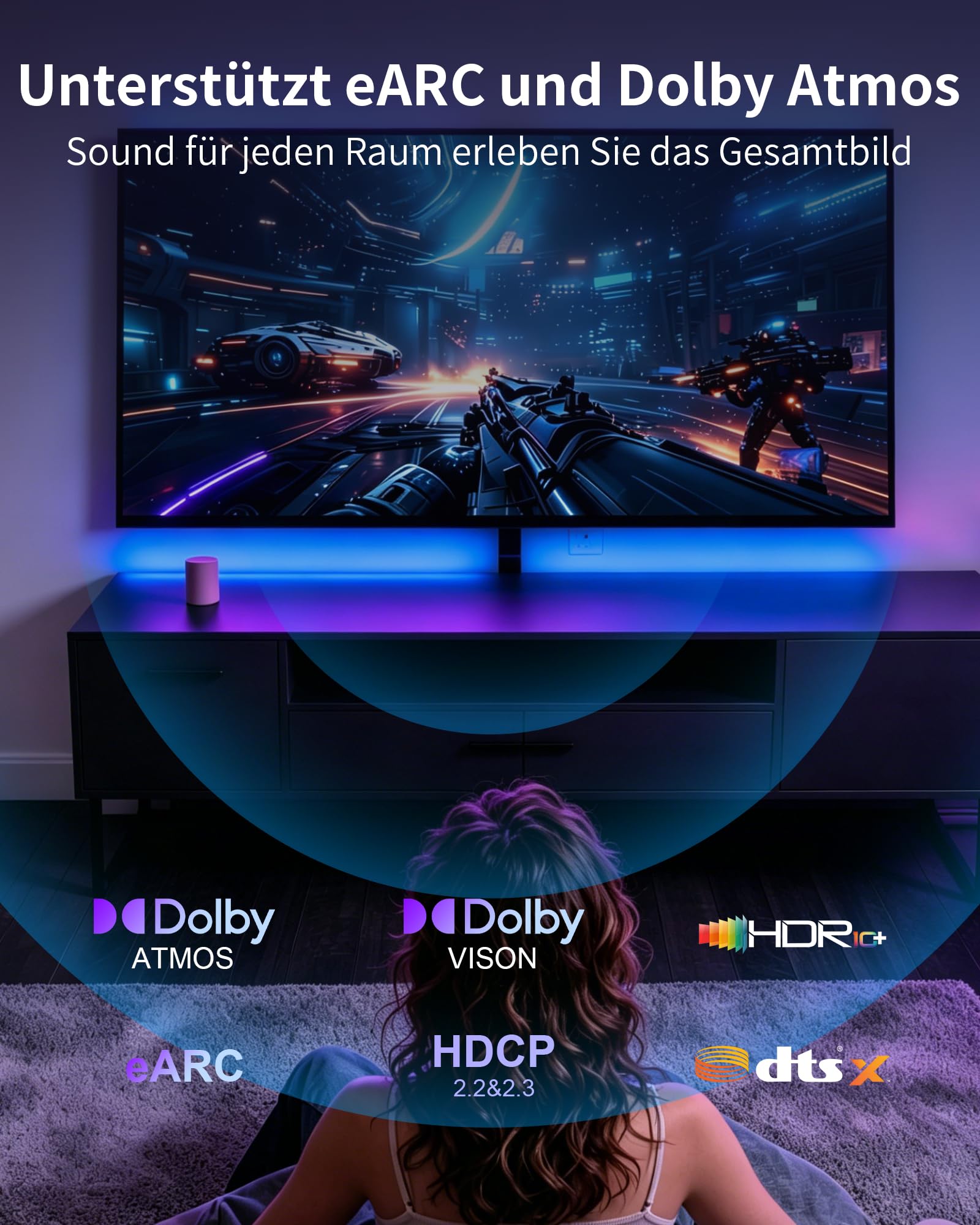Cavo HDMI in fibra ottica, 23 m, 8 K, 8 Gbps, ultra alta velocità, cavo HDMI 2.1, intrecciato, 8K a 60 Hz, 4K a 120 Hz, Dynamic HDR, eARC, HDCP 2.2 e 2.3, 3D, per laptop, PC, PS5, Xbox, HDTV, monitor