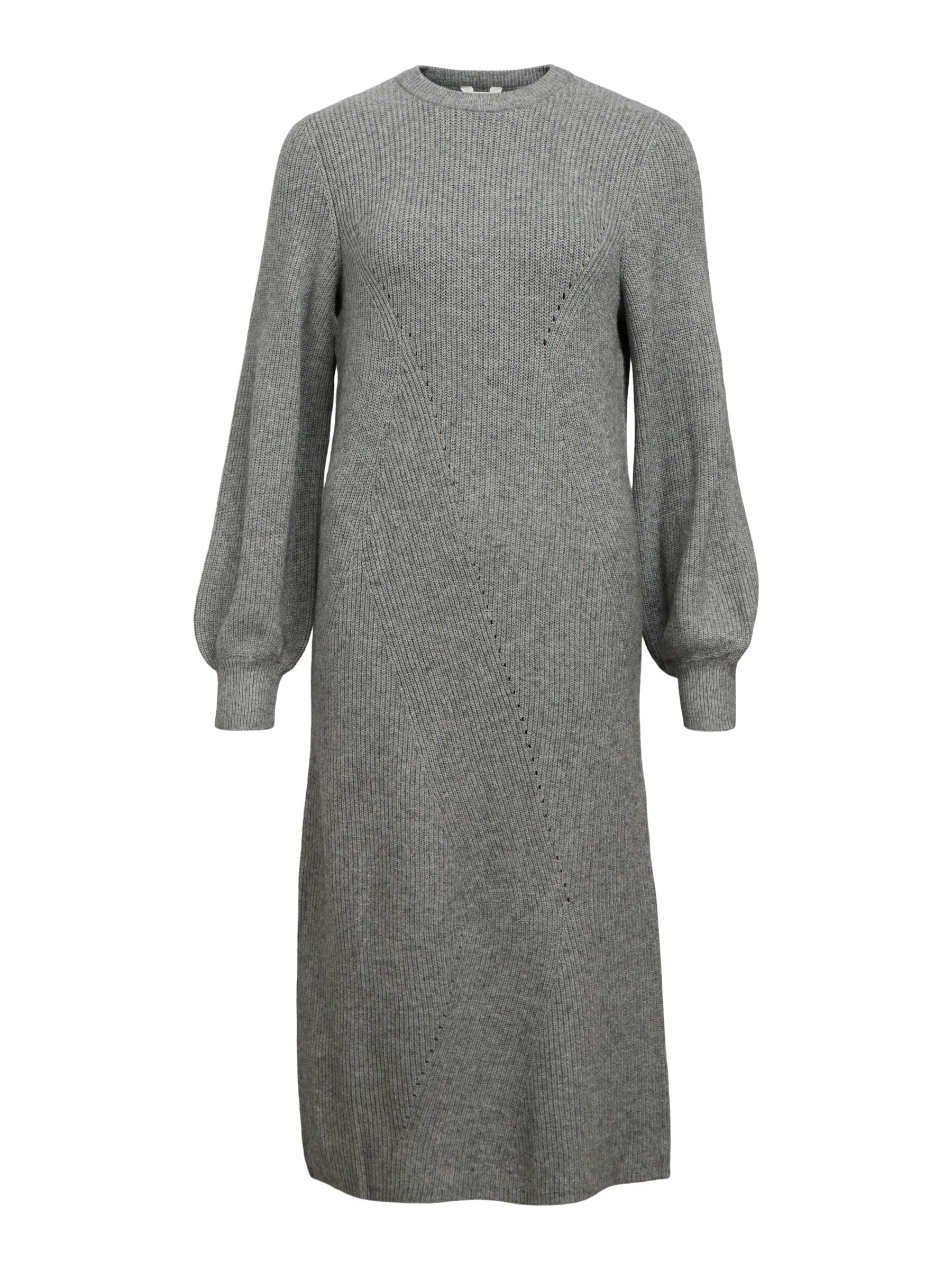 Object OBJDITTE RE L/S Knit Midi Dress Noos, Medium Grey Melange, S