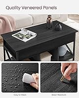 Vista 7 de VASAGLE Mesa de Centro con Tapa Elevable, Mesa de Café Elevable con Estante de Almacenamiento, Compartimentos Ocultos y Tapa Elevable, para Sala