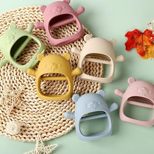 Miniatura 7 de Socub Juguete mordedor para bebés de más de 12 meses, manoplas de silicona que nunca se caen, juguete de dentición para calmar las encías doloridas,